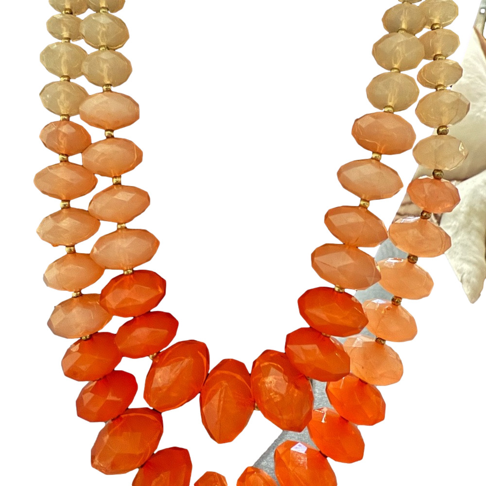 Elegant Orange and Cream Beaded Necklace